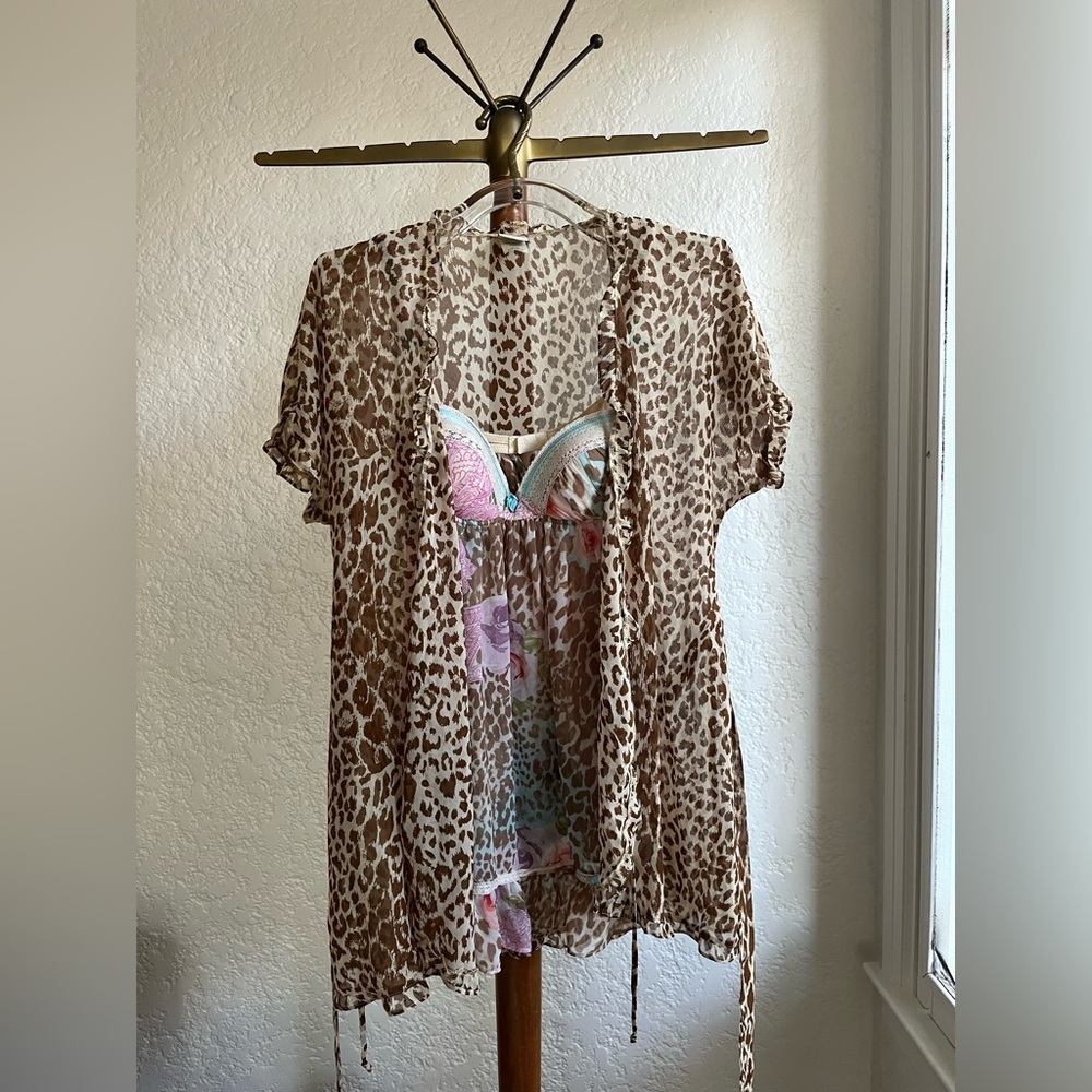 In Bloom Leopard Print Robe & Floral/Leopard Chemise